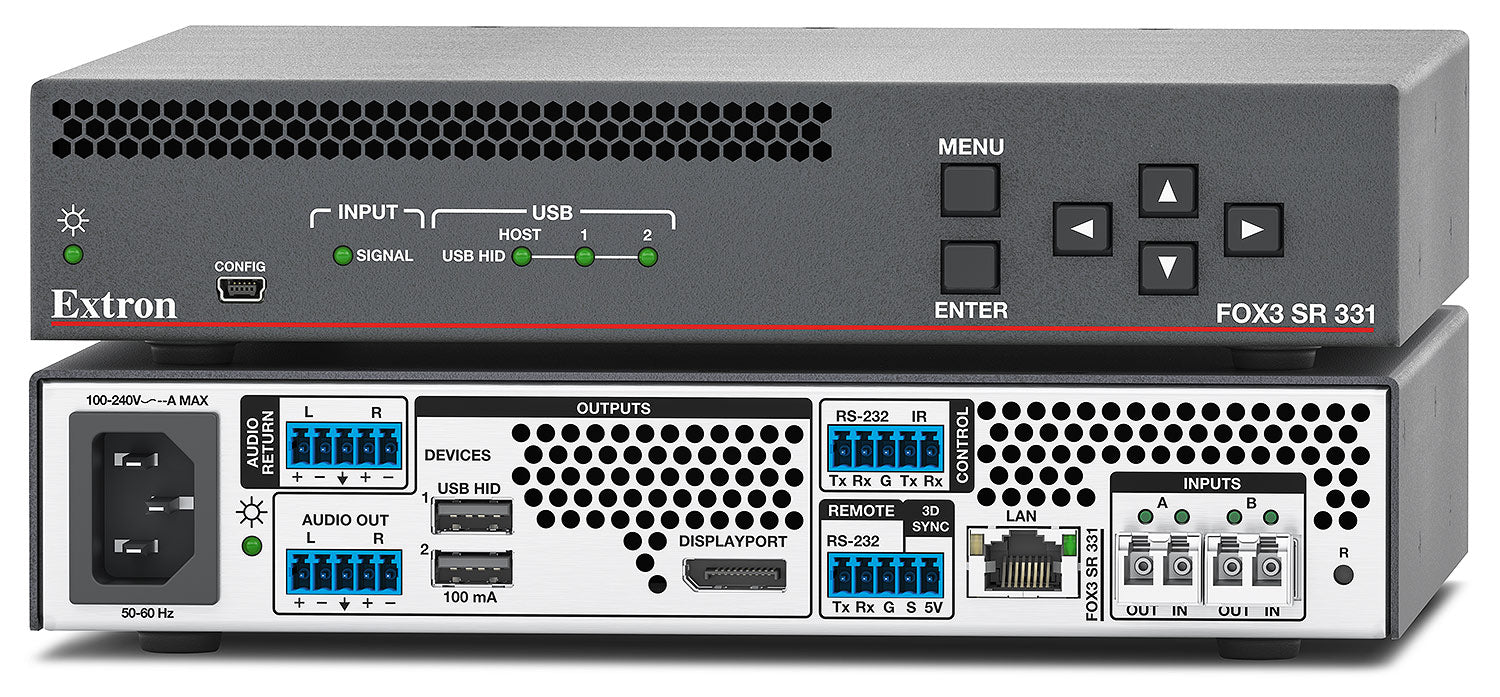 60-1778-24 - FOX3 SR 331 SM  - Fiber Optic Scaling Receiver for DisplayPort, USB HID, Audio, Control, and 3D Sync