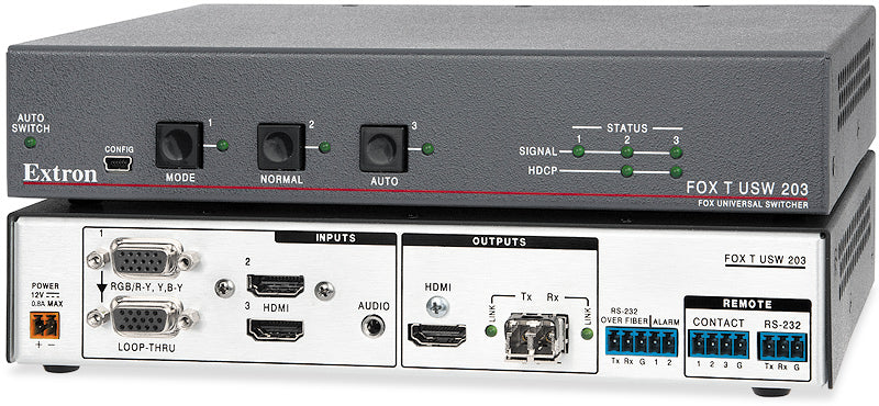 FOX T USW 203 SM  - Three Input Transmitter for HDMI, VGA, Audio, and RS-232 with Local HDMI Output  - Singlemode
