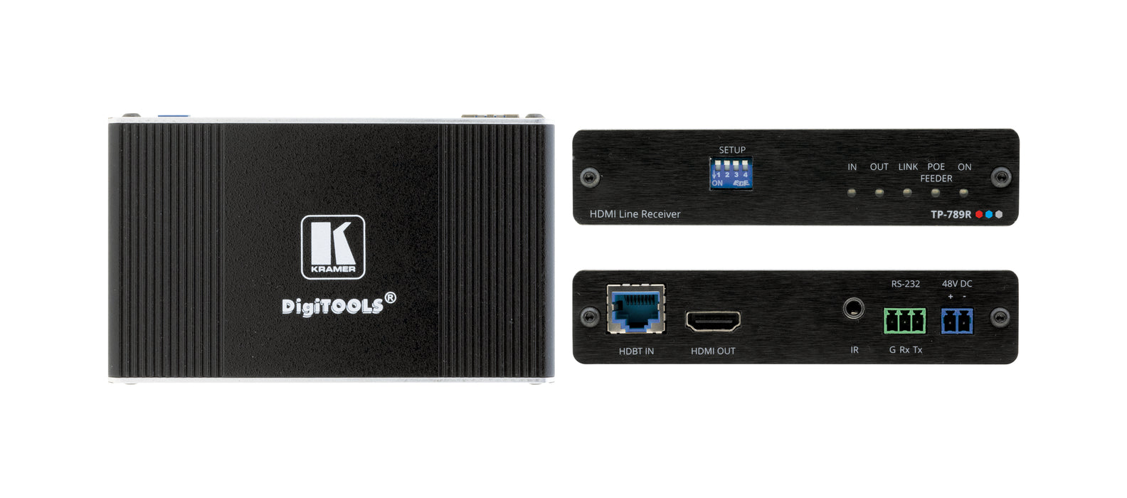 4K60 4:2:0 HDMI Bidirectional PoE Receiver with RS–232 & IR over Long–Reach HDBaseT