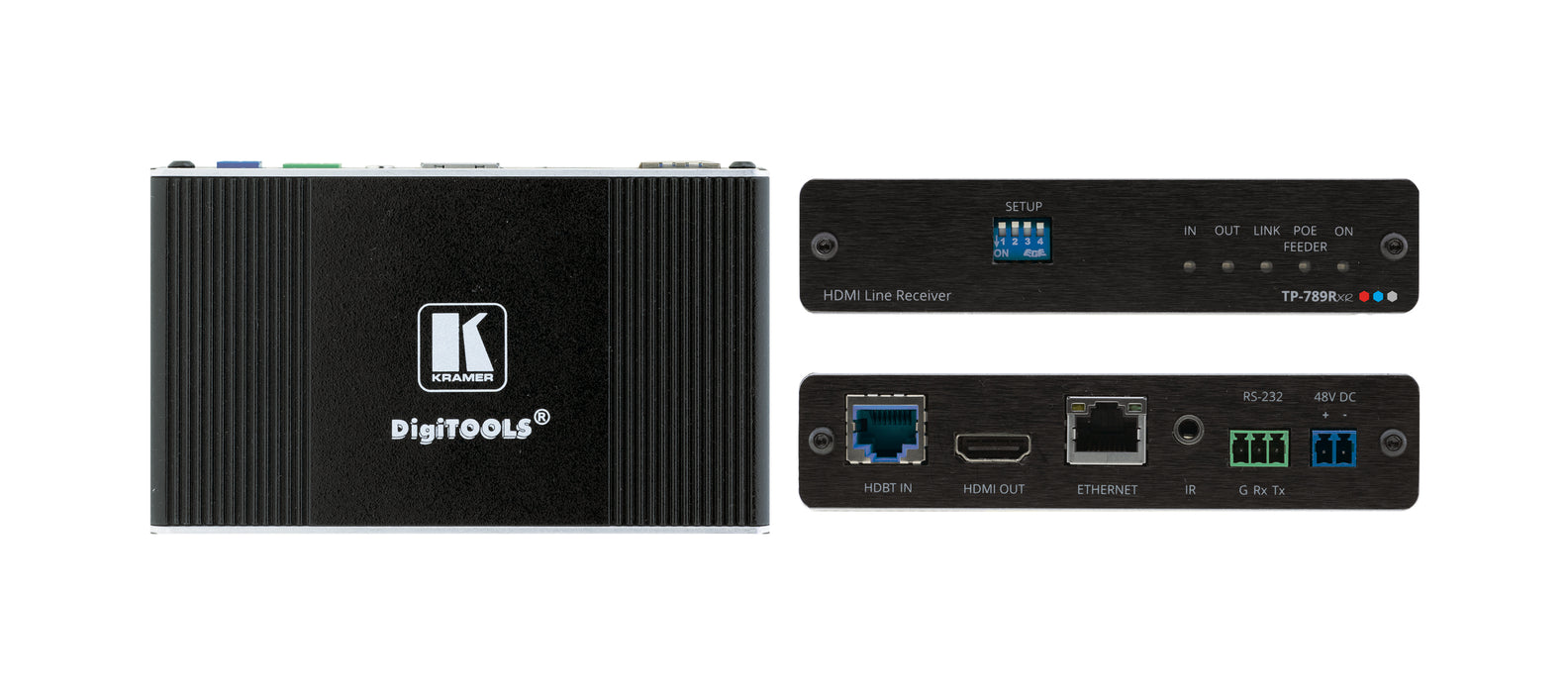 4K60 4:2:0 HDMI Bidirectional PoE Receiver with Ethernet, RS–232 & IR over Extended–Reach HDBaseT