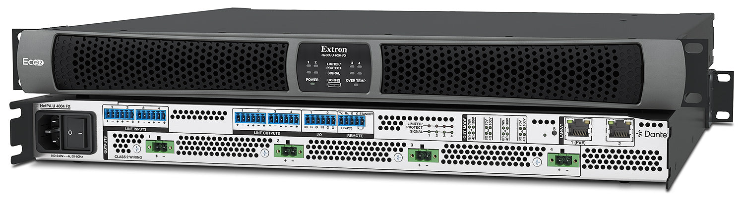 NetPA U 4004 FX  - Four Ch Configurable Output Dante Amp, 400 Watts