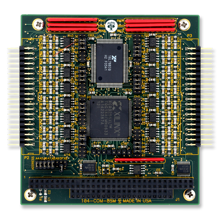 104-COM-8SM  PC/104 RS-232/422/485 8-Port Serial Communication Board