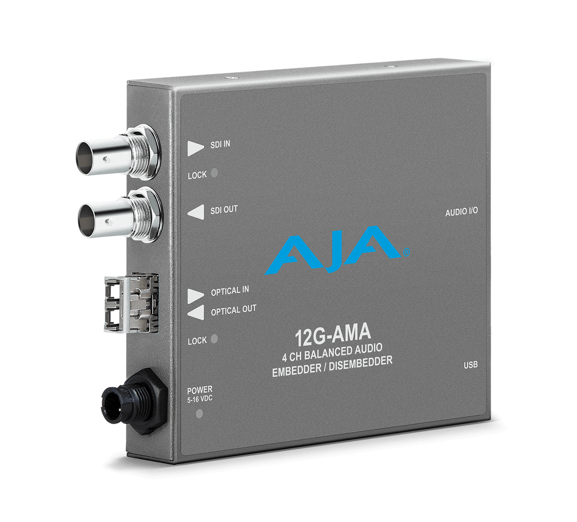 4-Channel 12G-SDI balanced analog audio Embedder/Disembedder with Single LC Fiber Transmitter, 8 XLR connectors