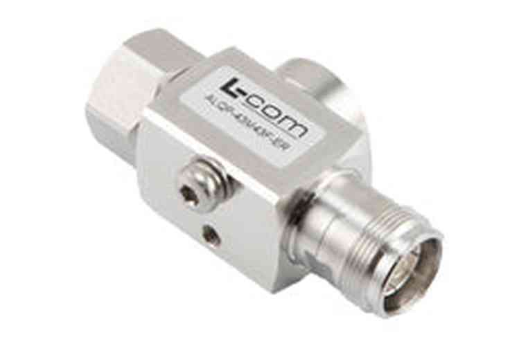 4.3-10-Male to 4.3-10-Female Low PIM Quarter Wave Protector, 555MHz to 4GHz