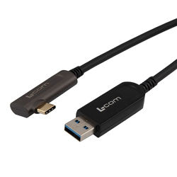 USB 3.0 Active Optical Cable, A male to C male PVC jacket no screw, right angle, 20 meters