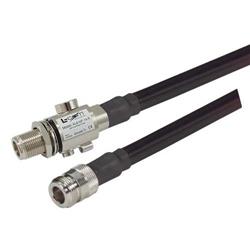 N-Female to N-Female Bulkhead Lightning Protector, 400-Series Cable Assembly - 20 ft