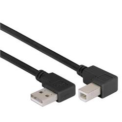 Right Angle USB Cable,Right Angle A Male/Right Angle B Male Black, 0.3m