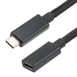 USB 3.1, CM/CF, Alum Shell, Support 20V/5A, 10Gbps, 1M Black Nylon Braid