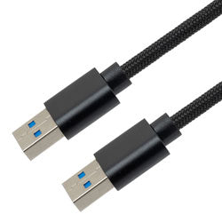 USB 3.0, AM/AM, Alum Shell, Support 5V/2A, 5Gbps, .5M Black Nylon Braid