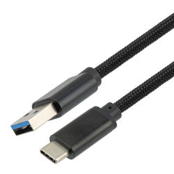 USB 3.0, AM/CM, Alum Shell, Support 5V/2A, 5Gbps, .5M Black Nylon Braid