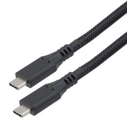 USB 4.0 Nylon Braided Cable, Type C Male to Type C Male, 20 Gbps, 100 Watt, Black Molded Plug, 3 Meter