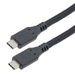 USB 4.0 Nylon Braided Cable, Type C Male to Type C Male, 40 Gbps, 100 Watt, Black Molded Plug, 0.5 Meter
