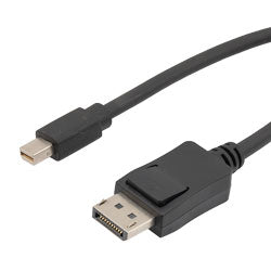 Mini DisplayPort to DisplayPort Cable Assembly Supports 1440p, Male Plug to Male Plug, 30 AWG, Black, LSZH, 0.5 meter