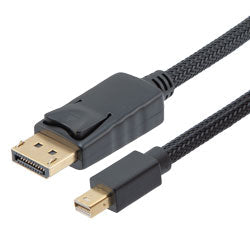 Nylon Braided Cable, DisplayPort to Mini DisplayPort Male to Male with Ferrites, Supports 4K Resolution, 0.5 Meter