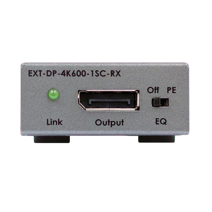 4K 600 MHz DisplayPort Extender over one SC-terminated fiber optic cable