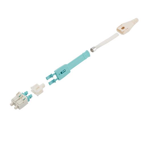 Fiber Connector, LC Duplex, for 2.0mm MMF, Aqua, Uniboot w/ Push-Pull Reversible Polarity