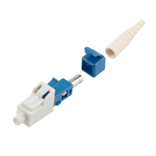 Fiber Connector, LC Simplex, for .9mm SMF, Blue, Short boot w/ Unibody Design