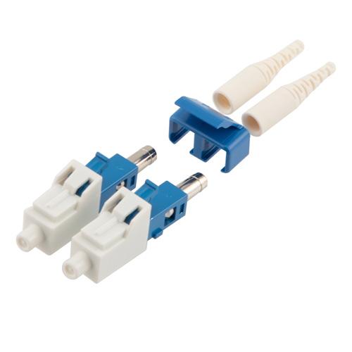 Fiber Connector, LC Duplex, for .9mm SMF, Blue,Short boot w/ Unibody Design