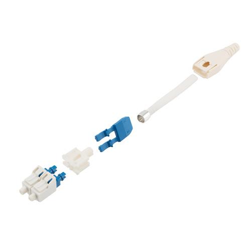 Fiber Connector, LC Duplex, for 3.0mm SMF, Blue, Uniboot w/ Reversible Polarity