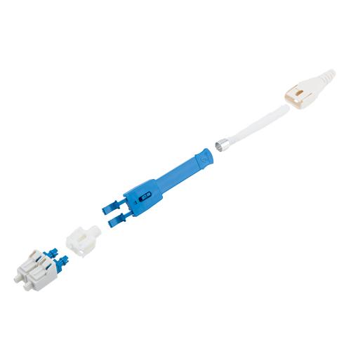 Fiber Connector, LC Duplex, for 3.0mm SMF, Blue, Uniboot w/ Push-Pull Reversible Polarity