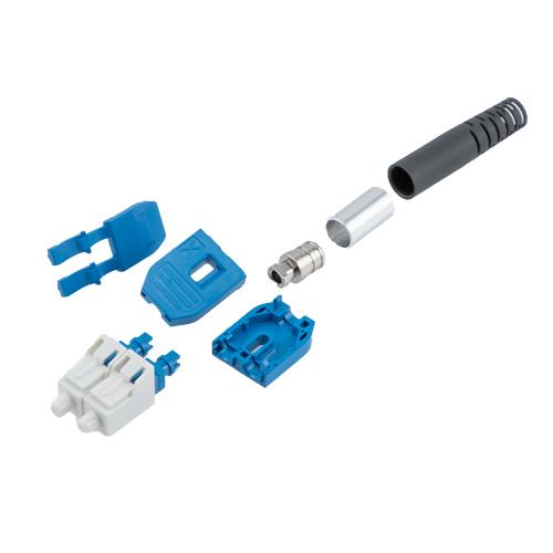 Fiber Connector, LC Duplex, for 5.0mm SMF, Blue Housing, Uniboot