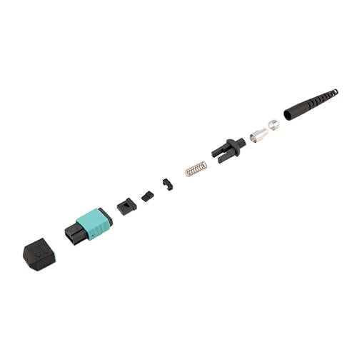 Fiber Connector, MPO Female, 12 Fiber, for 3.0mm MMF, Aqua