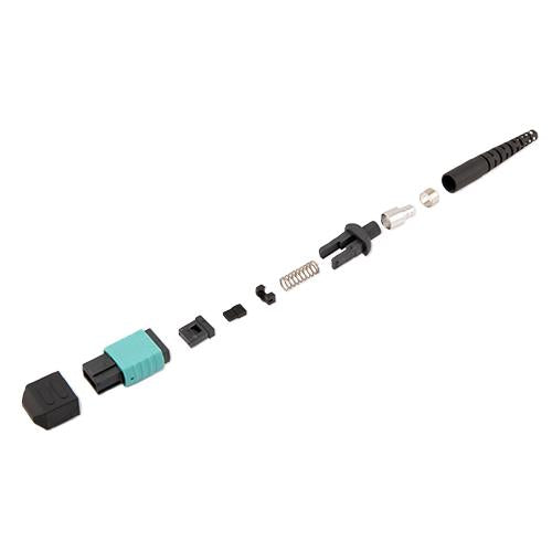 Fiber Connector, MPO Female, 12 Fiber, for 3.0mm MMF, Aqua, Low-loss