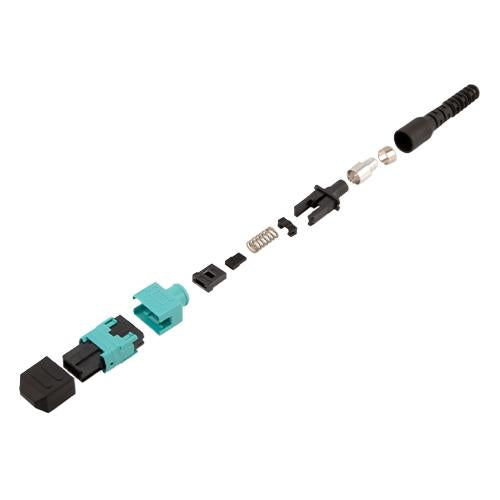 Fiber Connector, MPO Female, 12 Fiber, for 3.0mm MMF, Aqua, Pull boot