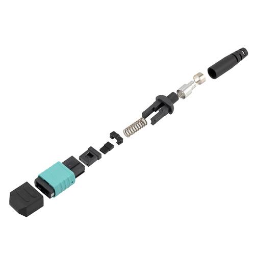Fiber Connector, MPO Female, 12 Fiber, for 4.0mm MMF, Aqua, Short boot