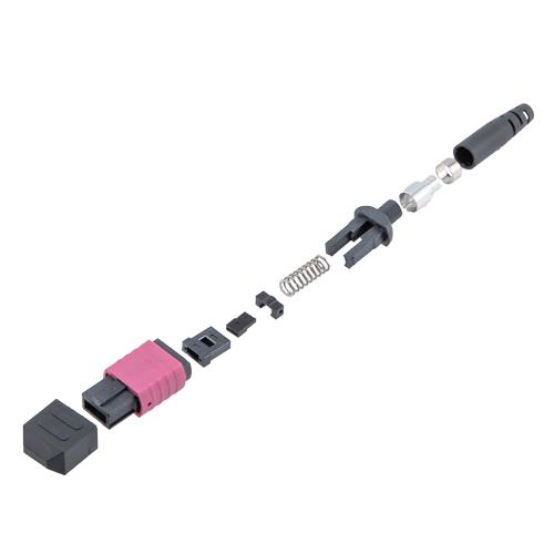 Fiber Connector, MPO Female, 12 Fiber, for 4.0mm MMF, Violet, Short boot, Low-loss
