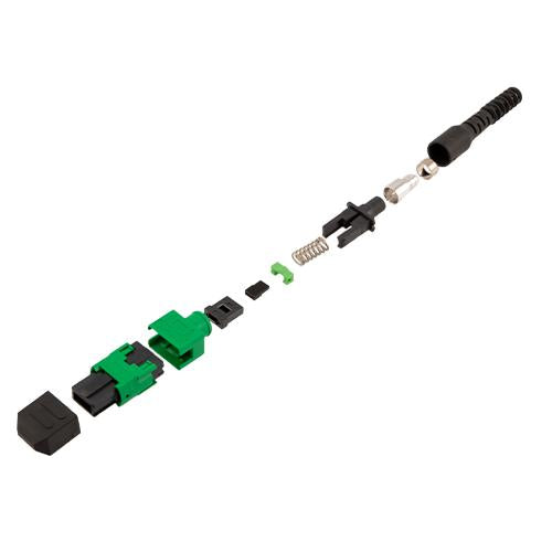 Fiber Connector, MPO Female, 12 Fiber, for 3.0mm SMF, Green, Pull boot