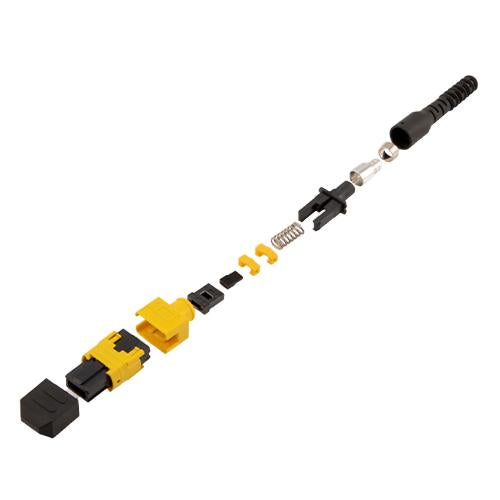 Fiber Connector, MPO Female, 12 Fiber, for 3.0mm SMF, Yellow, Pull boot, Low-loss