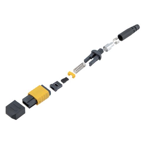 Fiber Connector, MPO Female, 12 Fiber, for 4.0mm SMF, Yellow, Short boot, Low-loss