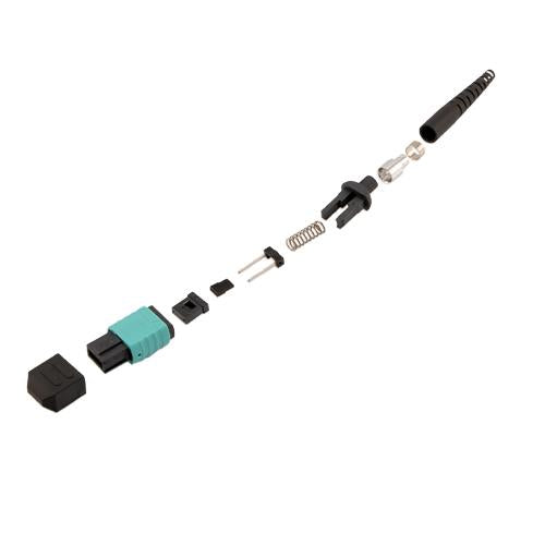 Fiber Connector, MPO Male, 12 Fiber, for 3.0mm MMF, Aqua