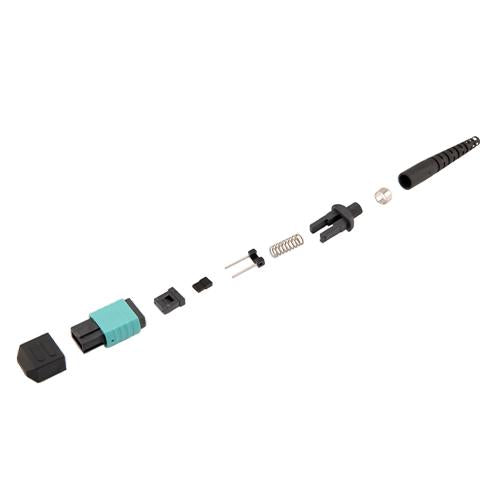Fiber Connector, MPO Male, 12 Fiber, for 3.0mm MMF, Aqua, Low-loss
