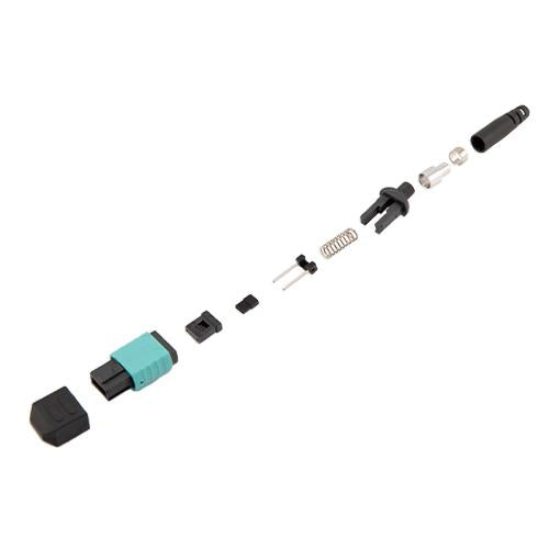 Fiber Connector, MPO Male, 12 Fiber, for 4.0mm MMF, Aqua, Short boot