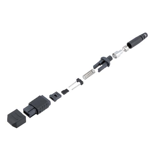 Fiber Connector, MPO Male, 12 Fiber, for 4.0mm MMF, Black, Short boot, Low-loss