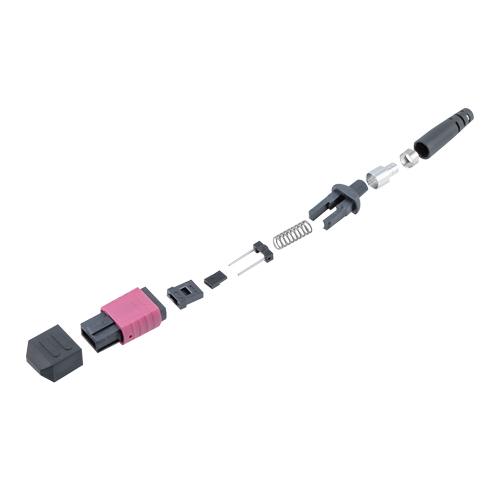 Fiber Connector, MPO Male, 12 Fiber, for 4.0mm MMF, Violet, Short boot
