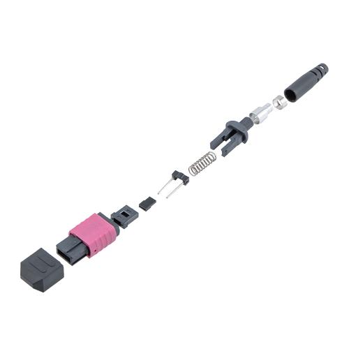 Fiber Connector, MPO Male, 12 Fiber, for 4.0mm MMF, Violet, Short boot, Low-loss