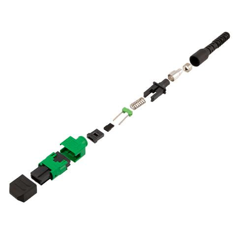Fiber Connector, MPO Male, 12 Fiber, for 3.0mm SMF, Green, Pull boot