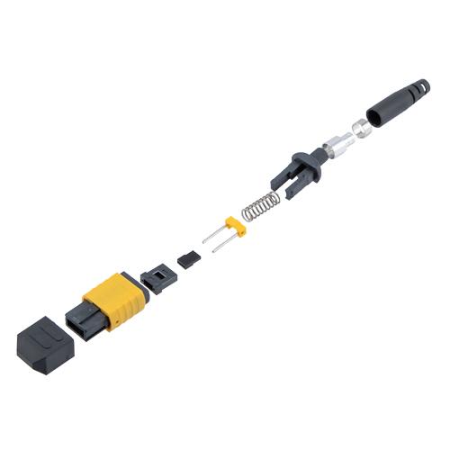 Fiber Connector, MPO Male, 12 Fiber, for 4.0mm SMF, Yellow, Short boot, Low-loss