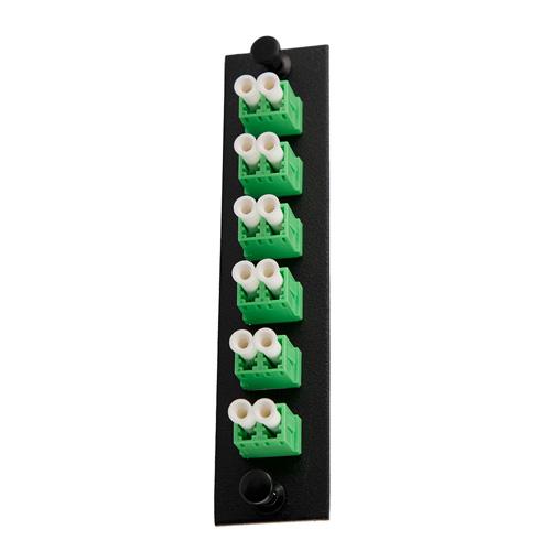 Fiber Sub Panel LC/APC Duplex Single mode Couplers,6 count,Ceramic Sleeve,Green Connector,Black