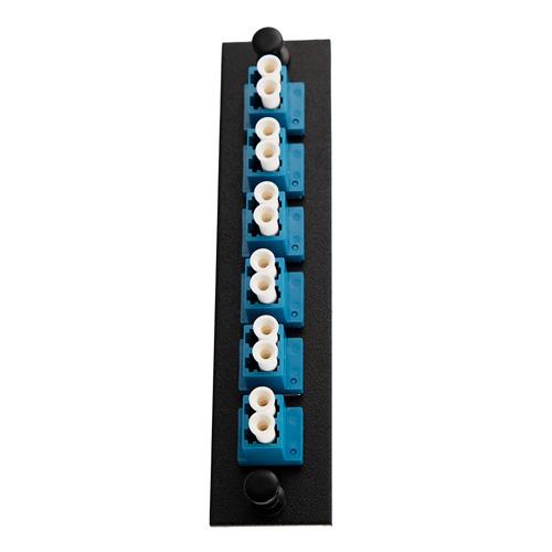 Fiber Sub Panel LC Duplex Single mode Couplers,6 count,Ceramic Sleeve,Square,Blue Connector,Black
