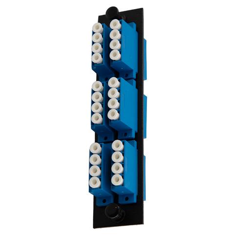 Fiber Sub Panel LC Quad Single mode Couplers,6 count,Ceramic Sleeve,Blue Connector,Black