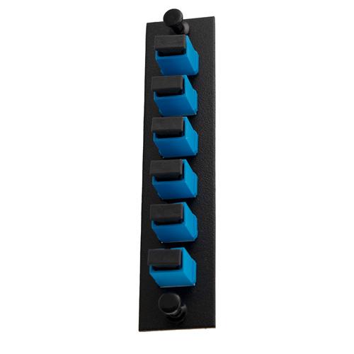 Fiber Sub Panel SC Simplex Single mode Couplers,6 count,Ceramic Sleeve,Blue Connector,Black
