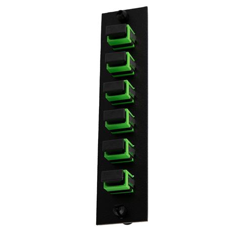 Fiber Sub Panel SC/APC Simplex Single mode Couplers,6 count,Ceramic Sleeve,Green Connector,Black