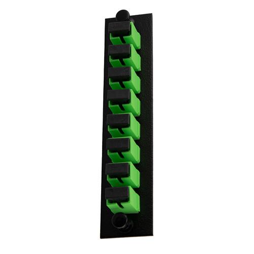 Fiber Sub Panel SC/APC Simplex Single mode Couplers,8 count,Ceramic Sleeve,Green Connector,Black