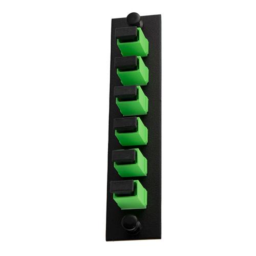 Fiber Sub Panel SC/APC Duplex Single mode Couplers,6 count,Ceramic Sleeve,Green Connector,Black