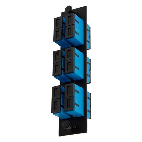 Fiber Sub Panel SC Duplex Single mode Couplers,6 count,Ceramic Sleeve,Blue Connector,Black