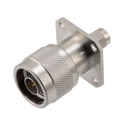Precision 4 Hole Flange Mount SMA Male to N Male Adapter